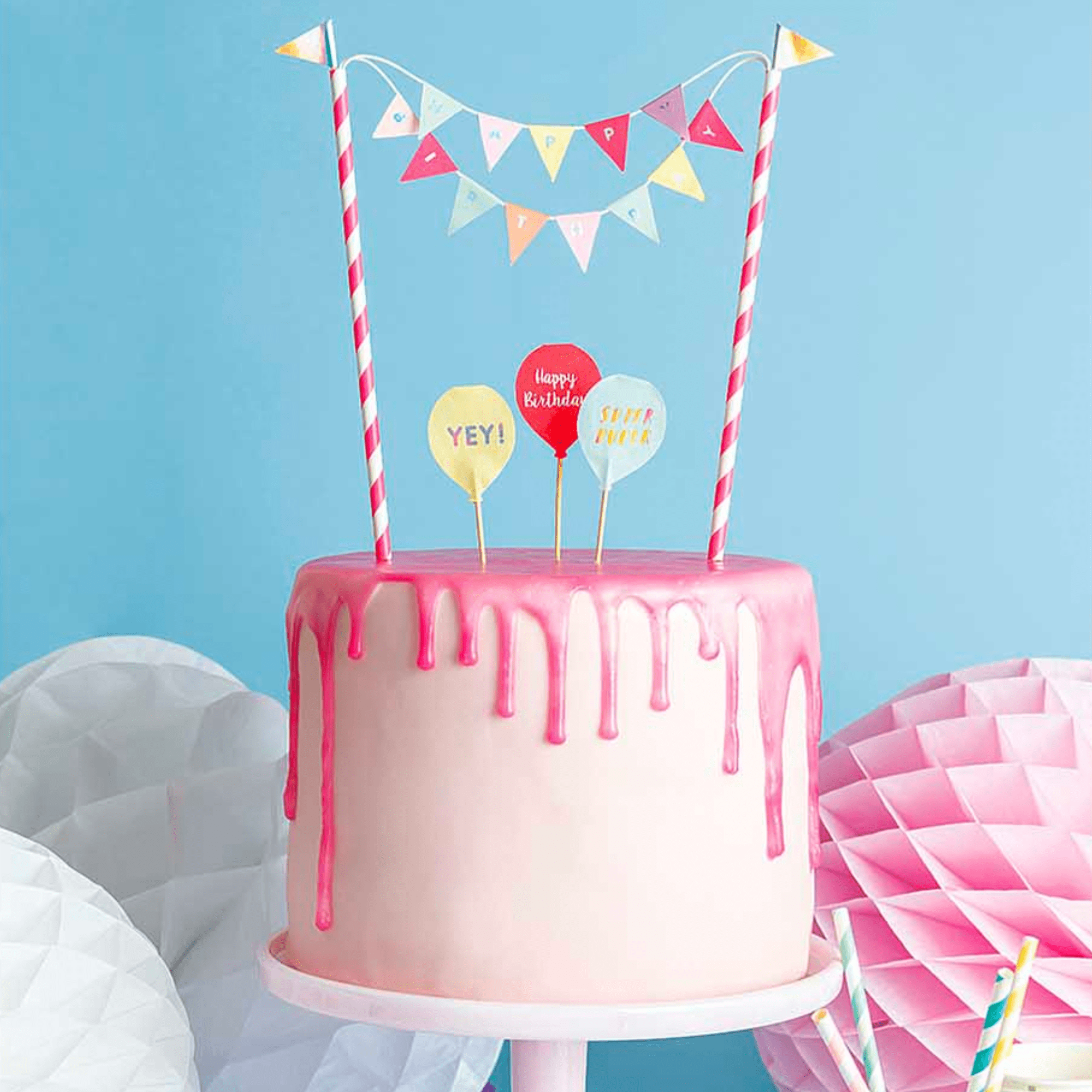 Ghirlanda per torta Happy Sprinkles - Buon compleanno (colorata)