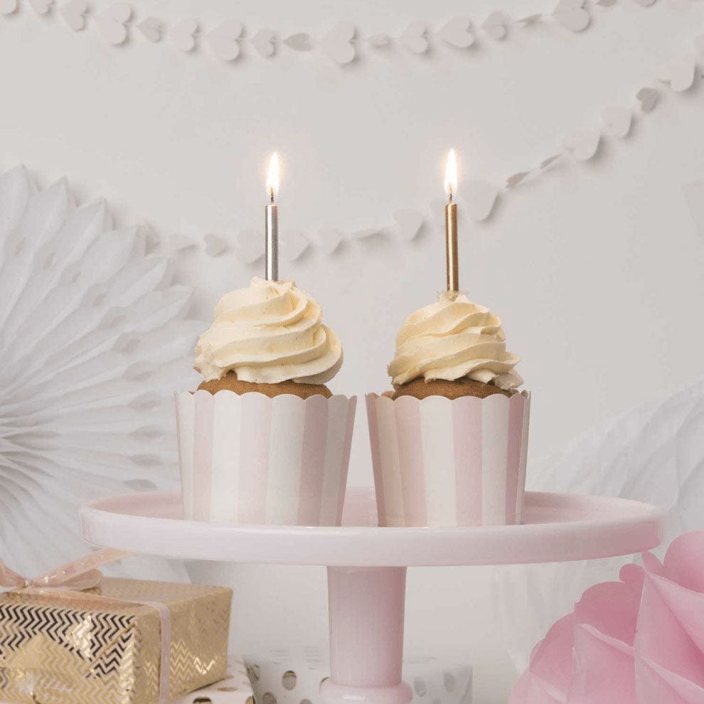 Set di candele Happy Sprinkles - Oro e argento con supporto